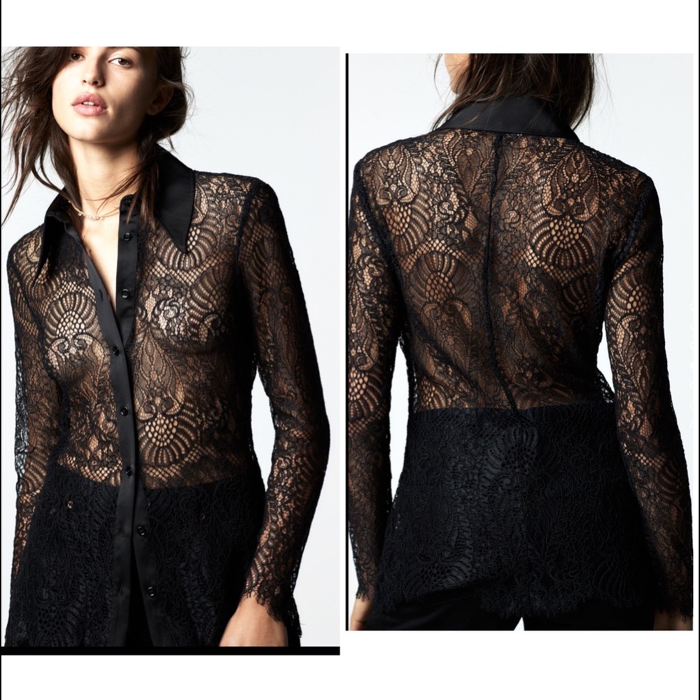 Zara black lace shirt